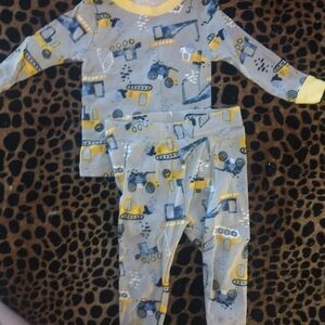 Kids Construction Pajamas - Gray and Yellow